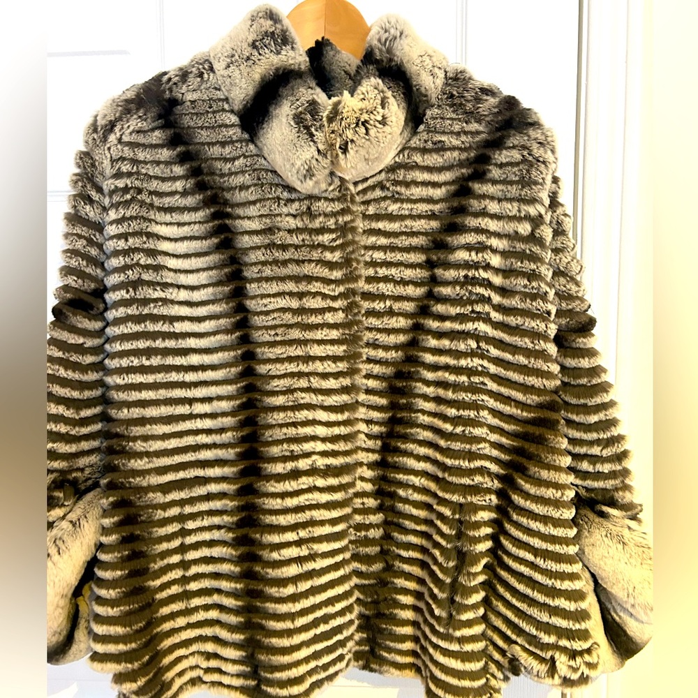 Grey Rex rabbit jacket, made in Italy
